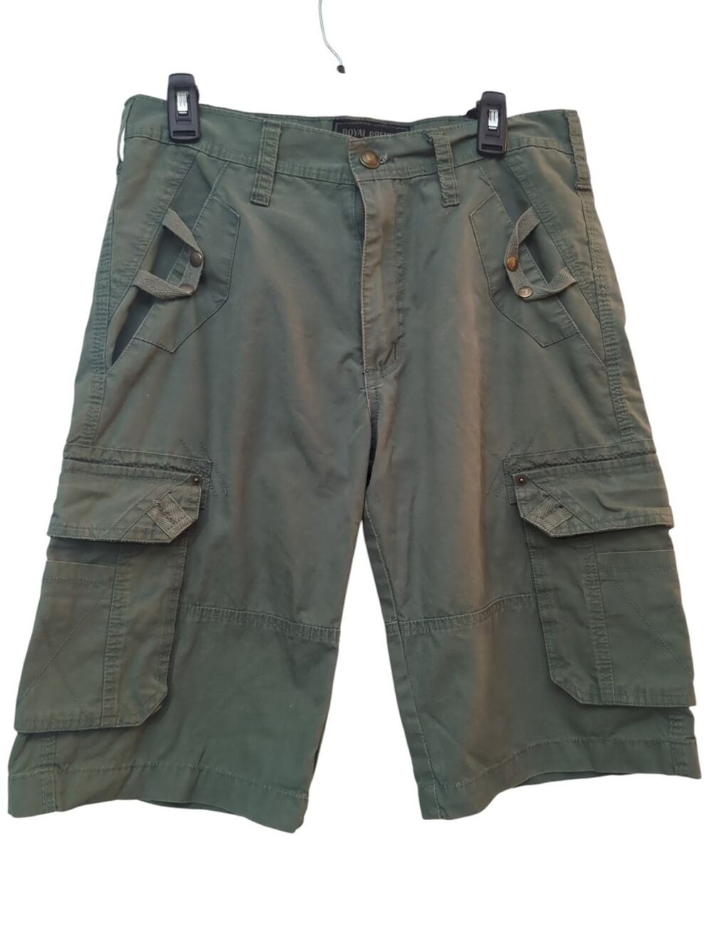 Men’s Royal Premium Cargo Shorts Size 30 Olive Green Utility Cotton Y2K Street